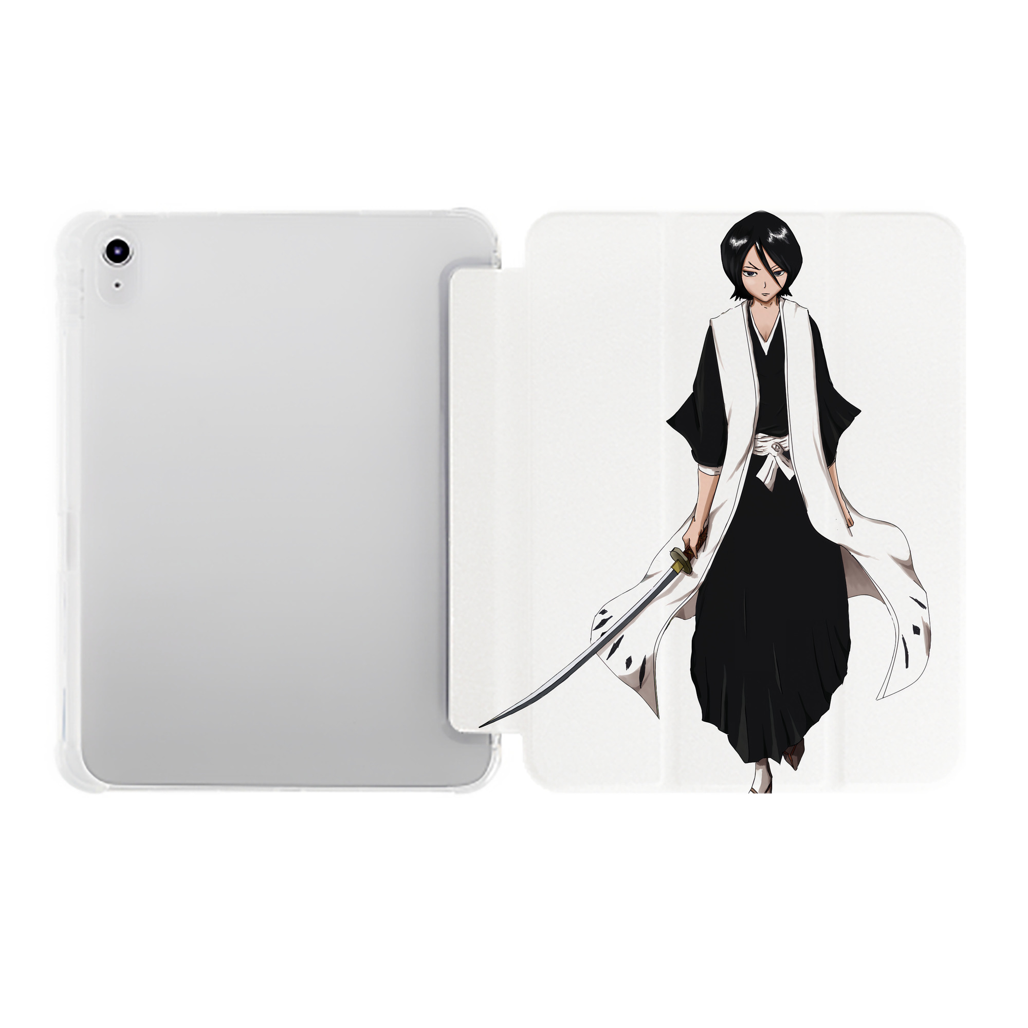 （画像用） ブリーチ 朽木ルキア BLEACH Kuchiki Rukia IPad ケース ペン収納付き 三つ折りスタンド PUレザー×シリコン 対応機種9.5/10.5/10.9インチ